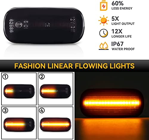 OZ-LAMPE Wskaźnik boczny 2 x dynamiczny boczny wzmacniacz LED 18 SMD bursztynowe światło kierunkowskazu z magistralą CAN-bus bez błędów dym bez polaryzacji dla A3 S3 8P A4 S4 RS4 B6 B7 A6 S6 RS6 C5 C6 A8 D3 TT Mk2 8J Roadster