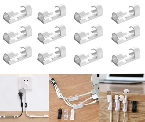 INOVERA (LABEL) 20 Pieces Cable Management Clips Desktop Wire Organizer Cord Hook with 3M Adhesive Foam (White) INOVERA (LABEL) 20 Pieces Cable Manage