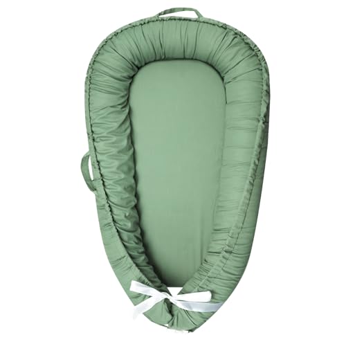 Image of Hooyax Baby Lounger Cover Only, 100% Cotton Newborn Nest Cover, Soft Portable Baby Nest Replacement Cover for Boys Girls, Breathable Infant Lounger Covers, Baby Essential (Green)