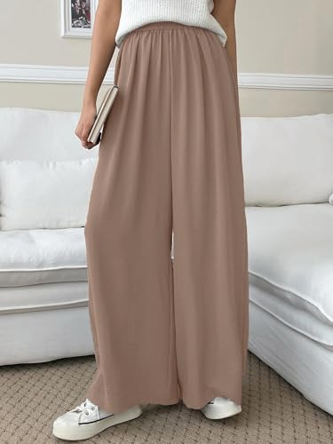 Image of KOTTY Women's Solid|Pull On|Wide Leg Style|High Rise|Casual Wear Pant