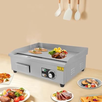 Elektrogrill Tischgrill Elektrisch Grillplatte 3000W Elektrisch Tischgrill Edelstahl, Kommerziell Elektrogrill, Elektrischer Plattengrill, Einstellbare Temperatur 50 – 300 °C (Modell 1) – Bild 4