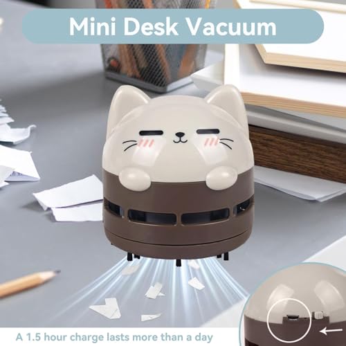 HERCHR Tischstaubsauger Mini Tischsauger, Klein Handstaubsauger USB Wiederaufladbar Staubsauger, Tragbar Kabellos, Hohe Saugleistung Staub Reiniger Für Desktop, Büro