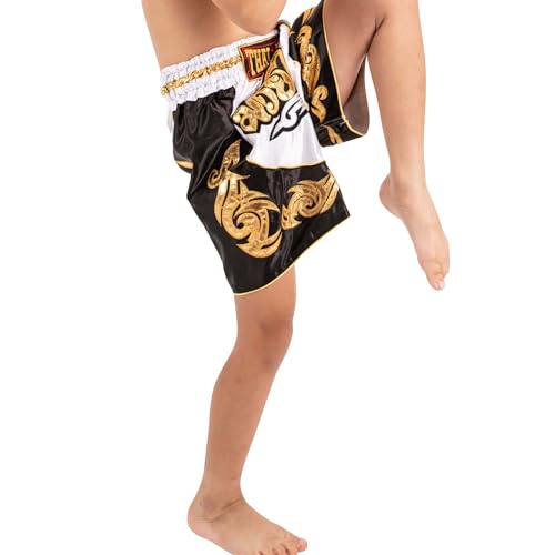 MUAY NATION Shorts de Boxe Thaï pour Enfants (2 à 12 Ans) Filles et garçons, Shorts pour Muay Thaï, MMA, Arts Martiaux (FR/ES, Âge, 9 Ans, 12 Ans, Taille Normale, Blanc) – vue 5