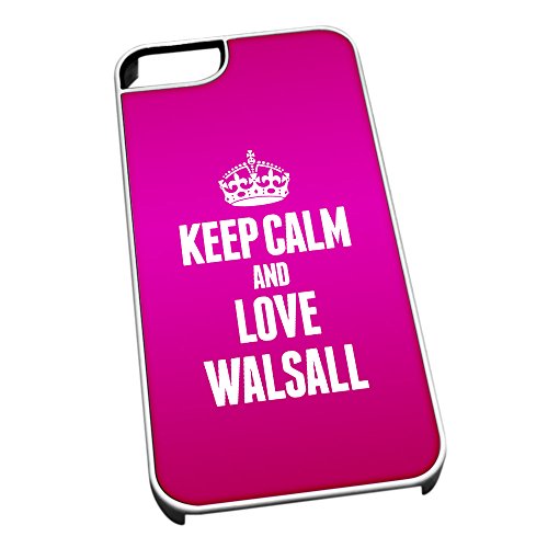 Bianco Cover per iPhone 5/5S 0681 Rosa Keep Calm
