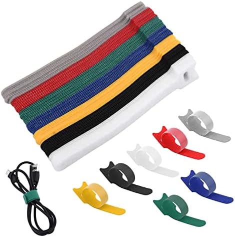 60 Stück Kabelbinder Klett Wiederverwendbar, Klettband Kabelbinder Set in 6 Farben, Verstellbarer Kabelorganizer für Innen & Außen, Kabelsalat Ordnungshalter (12x150mm