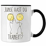 Trendation - Junge Hast Du Trainiert Tasse Lustige Pumper Gym Geschenkidee Kaffeetasse (Schwarz)