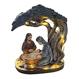Weihnachtskrippe - Baumschmuck Set, Heilige Familie Skulptur, Festliche Tischdekoration | Detailliertes festes Handwerk, Charmanter Bauernhofstil, Wohnzimmer, Schlafzimmer, Büro