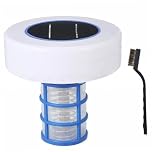 TANGPINGMAO Solar Pool Ionizer Large Capacity Pool Chlorine Floater with a Brush Reduces Chlorine Floating Water Cleaner and Purifier for Outdoor Above Ground Swimming Accessories 6.3x6 Inch Solar