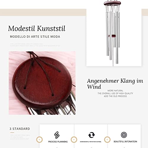 Windspiele für Draußen, 65cm Aluminiumlegierung Windspiele 6 Rohre Wind Chimes Windspiel Deko für Zimmer Balkon Garten(Rotbrau)