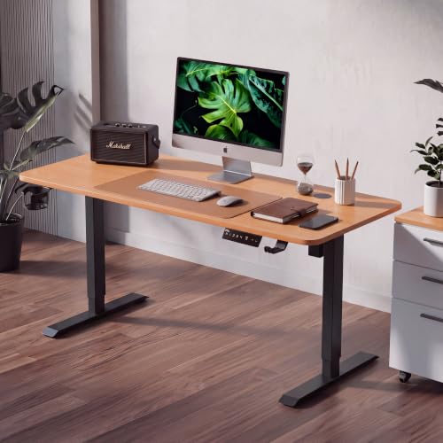 Image of V ONE Electric Standing Desk | Compact 1-Piece Top | 70Kg Weight Capacity | 3 Memory Preset | 5 Year Warranty | Built-in Cup & Headphone Holder | Home Office (Baverian Beach, 100 * 60 CM)