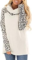 Blivener Women's Casual Sweatshirts Long Sleeve Leopard Print Tops Cowl Neck Raglan Shirts