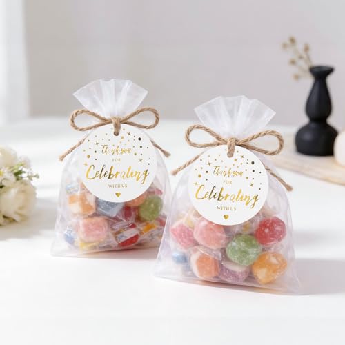 Etiquetas de agradecimiento con cuerda para colgar en detalles y recuerdos de boda redondas 7