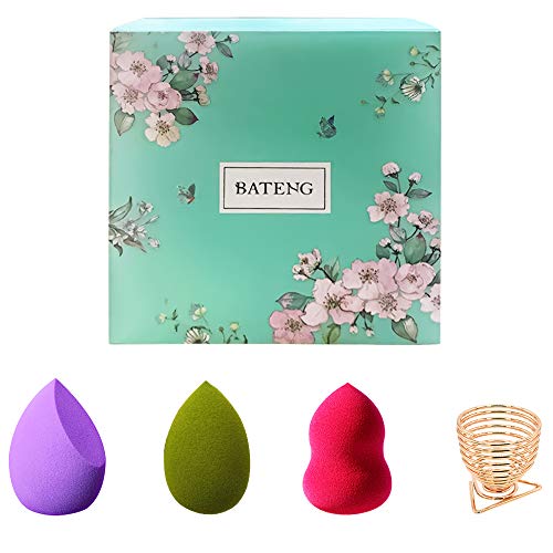 Esponja de maquillaje, huevo de esponja mreechan, maquillaje de huevo de esponja,3 piezas formas diferentes de esponjas para maquillaje, con soporte de esponja de maquillaje