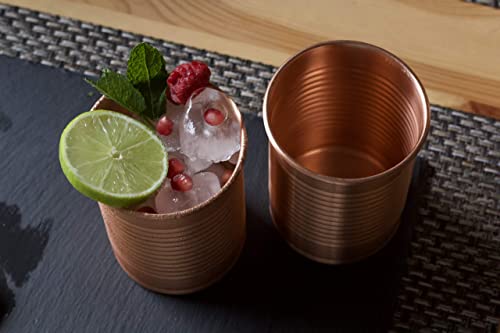 Kosdeg Copper Cocktail Tins Set Of 2 12Oz - Copper Cups For Drinking - Bean Tin Design - Perfect Copper Mug Bar Set For Tastier Drinks - Metal Tumbler Gets Ice Cold In Seconds #TOP6