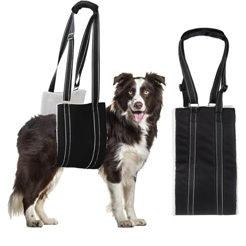 Dog Sling, Dog Lifting Harness, Dog Support Harness for Back Legs, Assistance Dog Vest, Dog Harness, for Old Dog, Weak Rear Legs, Dogs with Injuries, Disabilities, Joint Injuries (Black, S)