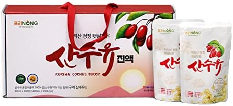 Freenong Korean Natural Dried Cornelian Cherry Extract Liquid, Cornus Officinalis Cornus Fruit Juice, Shan Zhu Yu Healthy Juice, Asiatic Dogwood Fruit Juice, Cornelian Berries Juice, 80ml x 30 pk