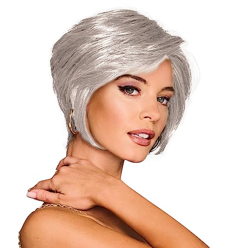 GABOR Best In Class Layered Chin-Length Boycut Wig by Hairuwear, Average Cap, GF56-1001 Arctic White