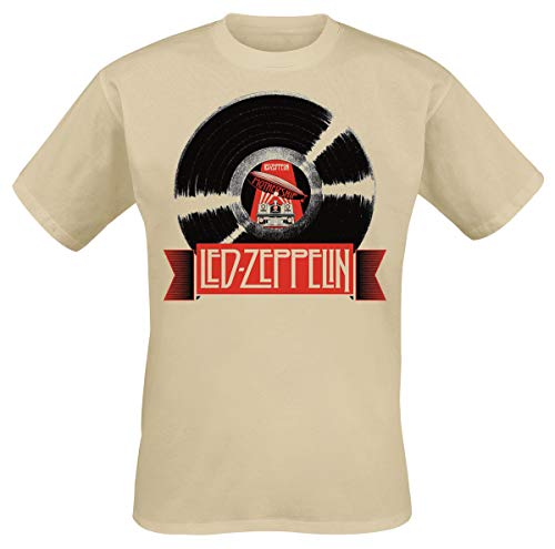 Tee Shack Sand LED Zeppelin Vinyl Record Jimmy Page Officiel T-Shirt Hommes Unisexe - Les Beatles, Paul McCartney, John Lennon, RIngo Starr, George Harrison Tee Shack Sand LED Zeppelin Vinyl Record Jimmy Page Officiel T-Shirt Hommes Unisexe