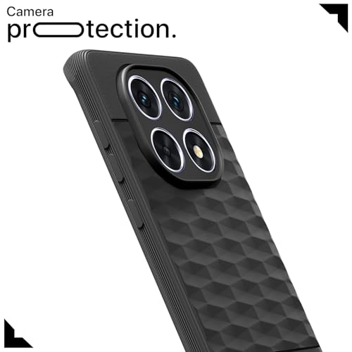 Image of Pikkme Back Cover for Redmi Note 14 Pro 5G Camera Protection 3D Hexa Cube Design Silicone Protective Bumper Case (Black)