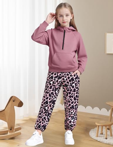 Girls Clothes Kids Sweatsuit Set Half Zip Hoodie Sweatshirt and Camo Sweatpants Girls Outfits Size 6-143