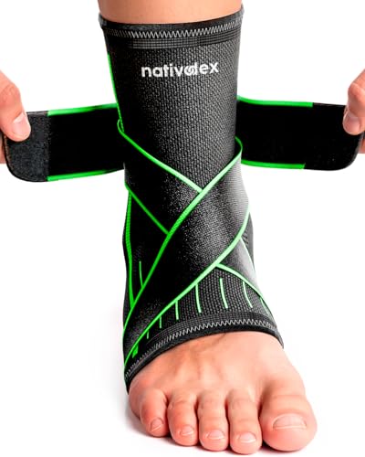 NativoDex Tobillera para Estabilizar y Prevenir Torceduras, Soporte y Compresión para Lesiones en el Tobillo, Deportiva con Ajuste Personalizado, para Ambos Pies