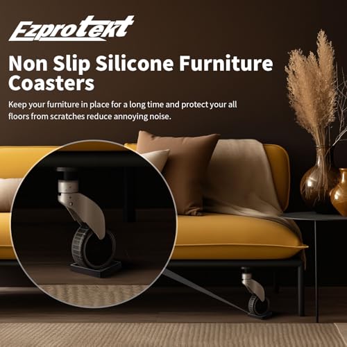 Image of Ezprotekt Non Slip Furniture Pads, 12 Pcs 2.5 inch Anti Skid Rubber Furniture Caster Cups, Anti-Slip Furniture Coasters for Hardwood Floors, Anti Slide Floor Protectors for Bed Couch Stoppers (Brown)