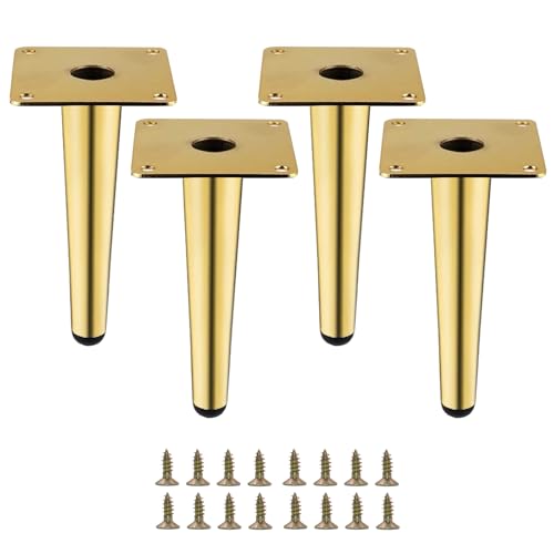 SWTOOL Gold Metal Furniture Legs Heavy Duty Straight Furniture Feet DIY Modern Replacement Legs for Cabinet Sofa Couch Chair-Set of 4 (Gold 6)