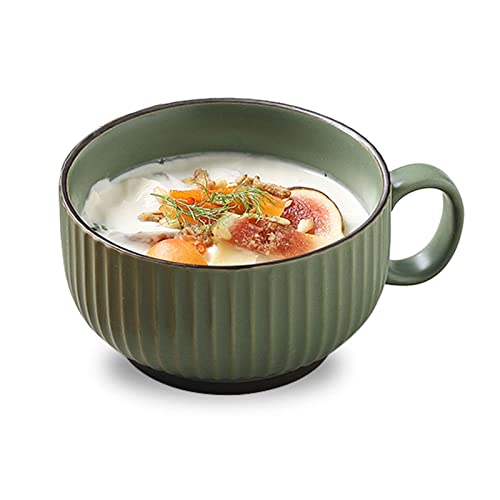 Ciotola for cereali, scodella for zuppa, ciotola for il tè, tazza for zuppa di farina d'avena for colazione con manico, ciotola for zuppa in ceramica da 400 ml, zuppa di zucca e insalata. Lavastovigli