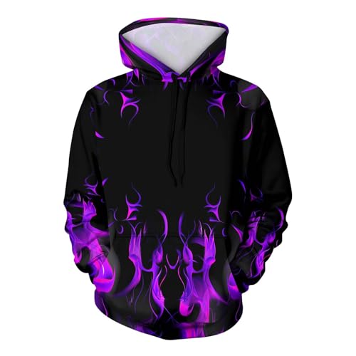Womens Sweatshirt Crewneck Novelty 3D Chic Flame Print Hooded Sweatshirts Long Sleeve Pullover Hoodies for Fall