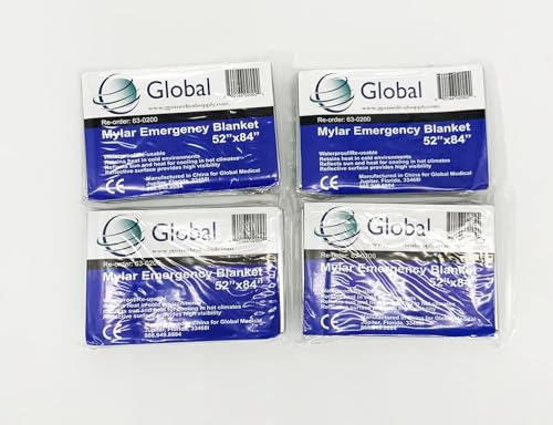 Image of Emergency Mylar Thermal Blankets - 4 Pack | Survival Space Fire Blankets for Outdoor Adventures, Marathons, First Aid | Waterproof & Windproof | Ideal for Camping & Hiking