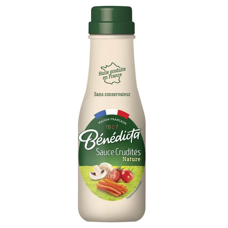 Sauce Crudités Nature de Qualité Supérieure - Benedicta 290g - Végétalien Délice Fraîcheur dans un Flacon de Verre - Sans Conservateurs - Epicerie Fine - Le Lot De 4