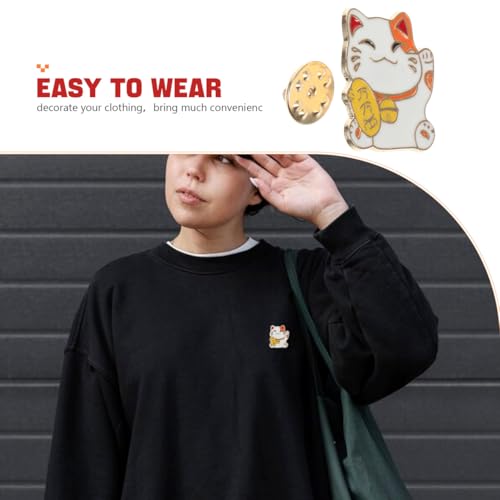 Image of Amosfun Maneki Cat Brooch Pin Cherry Blossom Cat Enamel Pins Cartoon Brooch Pins For Clothes Bags Backpacks Decoration