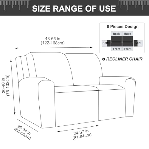 Image of Genina Recliner Loveseat Cover Stretch Couch Covers Sofa slipcover for 2 Seat Reclining Couch Thick Jacquard Furniture Protector (Beige)