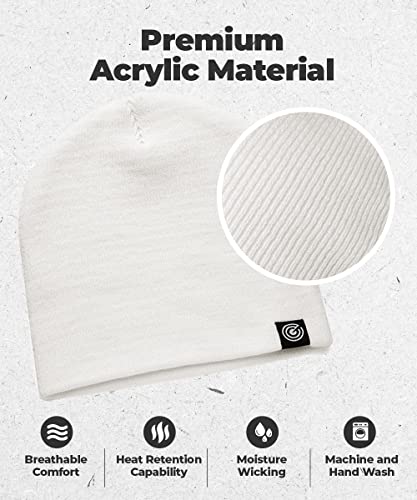Original Beanie Cap - Soft Knit Beanie Hat - Warm and Durable (White)