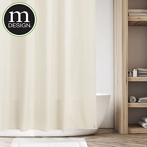 Mdesign Heavy Duty Cloth Shower Curtain Liner - Water-Repellant, Hotel-Quality Fabric Shower Curtain Liner With Weighted Bottom Hem For Bathroom Shower And Bathtub - 72" X 72" - Natural/Tan #TOP1