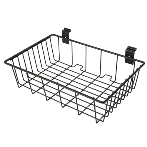 Acouto Ventilated Metal Slatwall Baskets 8Pcs Slat Wall Basket Ventilated Metal Mounted Garage Hanging Accessories Storage Display Slatwall Storage Baskets Industrial &