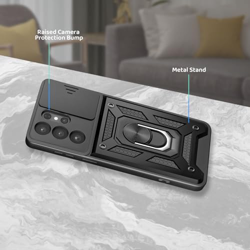 Image of Tough Armor Bumper Back Cover Case for Samsung Galaxy S26 Ultra 5G | Sliding Camera Cover, Kickstand & Ring Holder 360 Degree Protection Back Cover Case for Samsung S26 Ultra 5G - Black