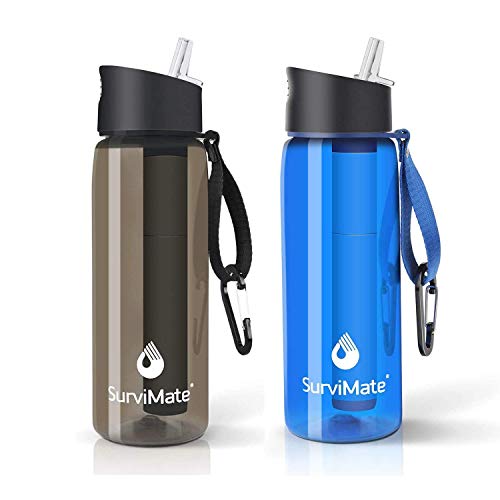 Survimate Black And Blue Filtered Water Bottles #TOP5