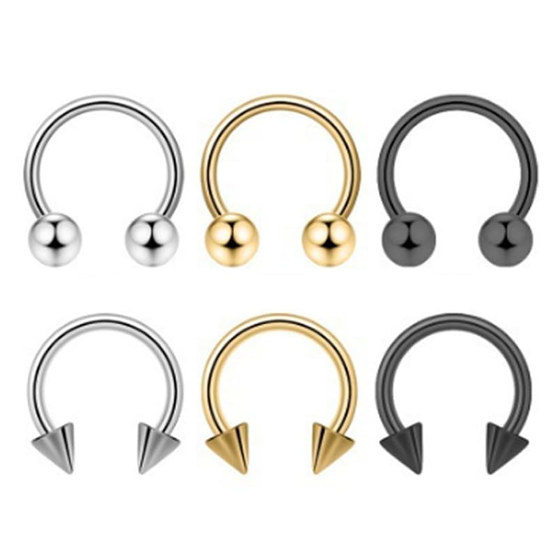Ya en mundofriki.es: Anillo de Labios Juego de 6 Piezas Piercing Nariz aro Tragus Piercing Perforación del Labio Piercing Labio Inferior Septum Piercing Unisex Labio Anillo,Pendiente,Anillo de Nariz (Plata/Oro/Negro)