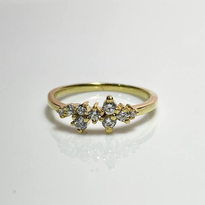 Round Cut Diamond Cluster Engagement Ring For Women's 14k Gold Finish Stackable Diamond Ring, White Diamond Wedding Band, Engagement Ring