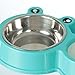 IEUDNS Dog Cat Feeder Water Dispenser Stainless Steel Pet Feeding Station,Large Capacity,Drinker Dish,Pet Water and Food Bowl Set, Blue