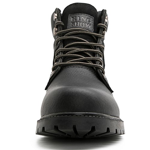 kingshow Men's 1366 Water Resistant Premium Work Boots (10.5 D(M) US Men's, Black1366)