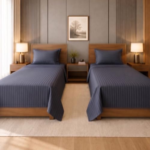 Image of Living Roots Glace Cotton 180 TC Single Bedsheet Set with 2 Single Bedsheets & 2 Pillow Covers |60 x 90 Inches |Soft, Breathable & Durable |Fits Mattress up to 4 Inches |No Colour Bleeding (Purple)