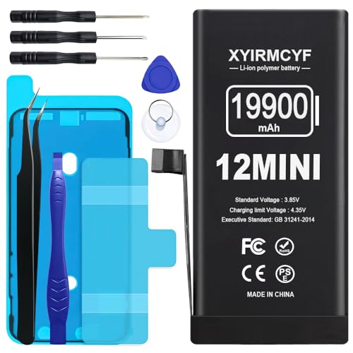 XYIRMCYF 19900mAh Super Capacity Battery Compatible with iPhone 12 Mini 0 Cycle Li-Polymer Replacement Battery for iPhone 12 Mini with Professional Repair Tool Kit