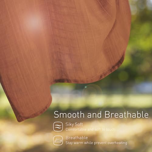 Image of Newborn Baby Swaddle Blanket Unisex Swaddle Wrap Soft Silky Muslin Swaddle Blankets Neutral Receiving Blanket for Newborn Boys and Girls Large 47 x 47 inches(120x120cm) (Claybank)