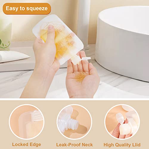 15 PCS Travel Size Refillable Empty Squeeze Pouch TSA Approved Refillable Travel Pouches Portable Travel Fluid Makeup Packing Bag Travel Containers for Shampoo Conditioner Cosmetics (30ml/50ml/100ml) - Thumbnail 2