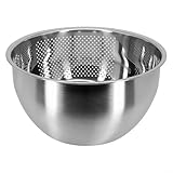 Kitchen - Cuenco de acero inoxidable con colador fino y orificios de drenaje para un fácil enjuague y drenaje de arroz, pasta, frutas y verduras (201 material 23 cm)