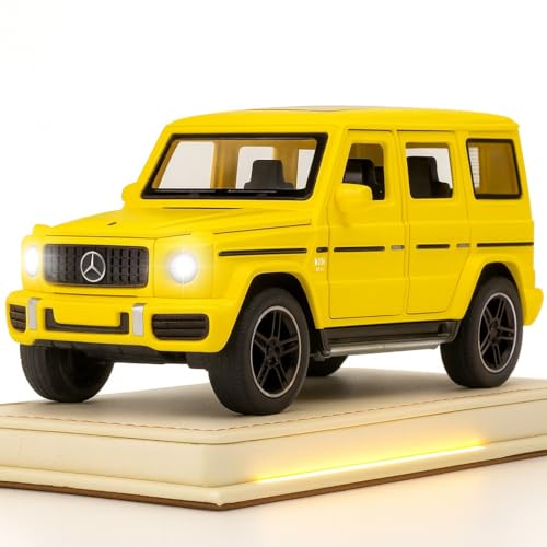 Image of Diecast Mercedes AMG G63 G-Wagon Toy Car - 1:32 Scale Alloy Car with Light & Sound, Pull-Back Off-Road Jeep Toy for Kids & Collectors, Gift for Boys & Enthusiasts (Yellow)