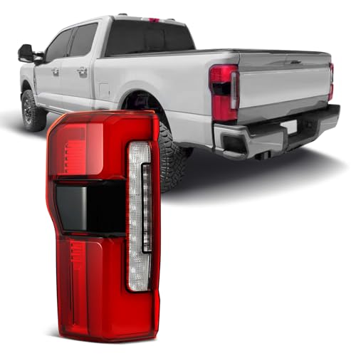 Image of LED Tail Lights Fit for 2023-2026 Ford F250 F350 F450 Super Duty | LED Type Rear Light Platinum /Limited Rear Brake Lamp Assembly OEM PC3Z13405C (LED W /Blind Spot, Left Driver Side)