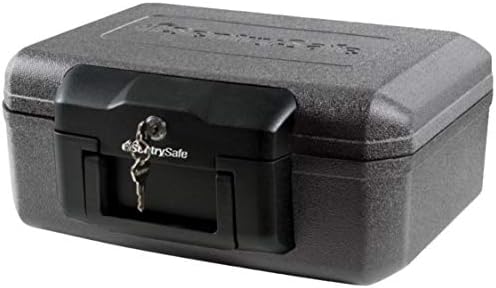 SentrySafe Fireproof Safe with Key Lock, Chest Lock Box for Home or Travel Secures Money, Documents, 0.18 Cubic Feet, 6.1 x 14.3 x 11.2 Inches, 1210